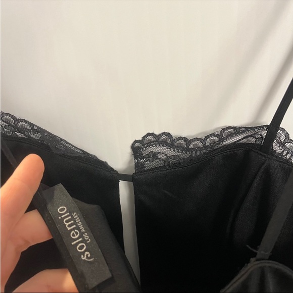 Black vintage look slip Dress lace mini strappy lbd - Picture 6 of 8